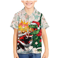 Cheer Santa Claus T-Rex Family Matching Mermaid Dress and Hawaiian Shirt Merry Beermas Christmas - Wonder Print Shop