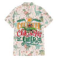 Cheer Santa Claus T-Rex Family Matching Off Shoulder Short Dress and Hawaiian Shirt Merry Beermas Christmas - Wonder Print Shop