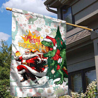 Cheer Santa Claus T-Rex Garden Flag Merry Beermas Christmas - Wonder Print Shop