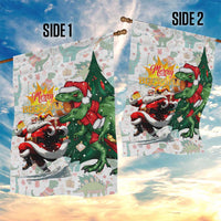 Cheer Santa Claus T-Rex Garden Flag Merry Beermas Christmas - Wonder Print Shop