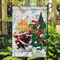 Cheer Santa Claus T-Rex Garden Flag Merry Beermas Christmas - Wonder Print Shop