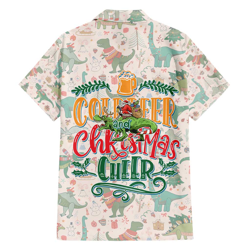 Cheer Santa Claus T-Rex Hawaiian Shirt Merry Beermas Christmas - Wonder Print Shop