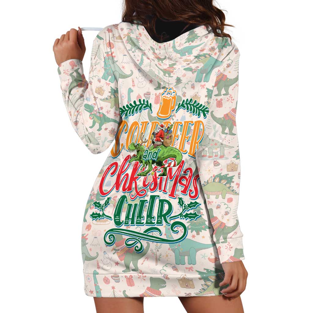 Cheer Santa Claus T-Rex Hoodie Dress Merry Beermas Christmas - Wonder Print Shop