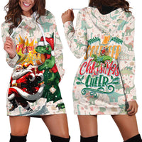 Cheer Santa Claus T-Rex Hoodie Dress Merry Beermas Christmas - Wonder Print Shop