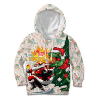 Cheer Santa Claus T-Rex Kid Hoodie Merry Beermas Christmas - Wonder Print Shop