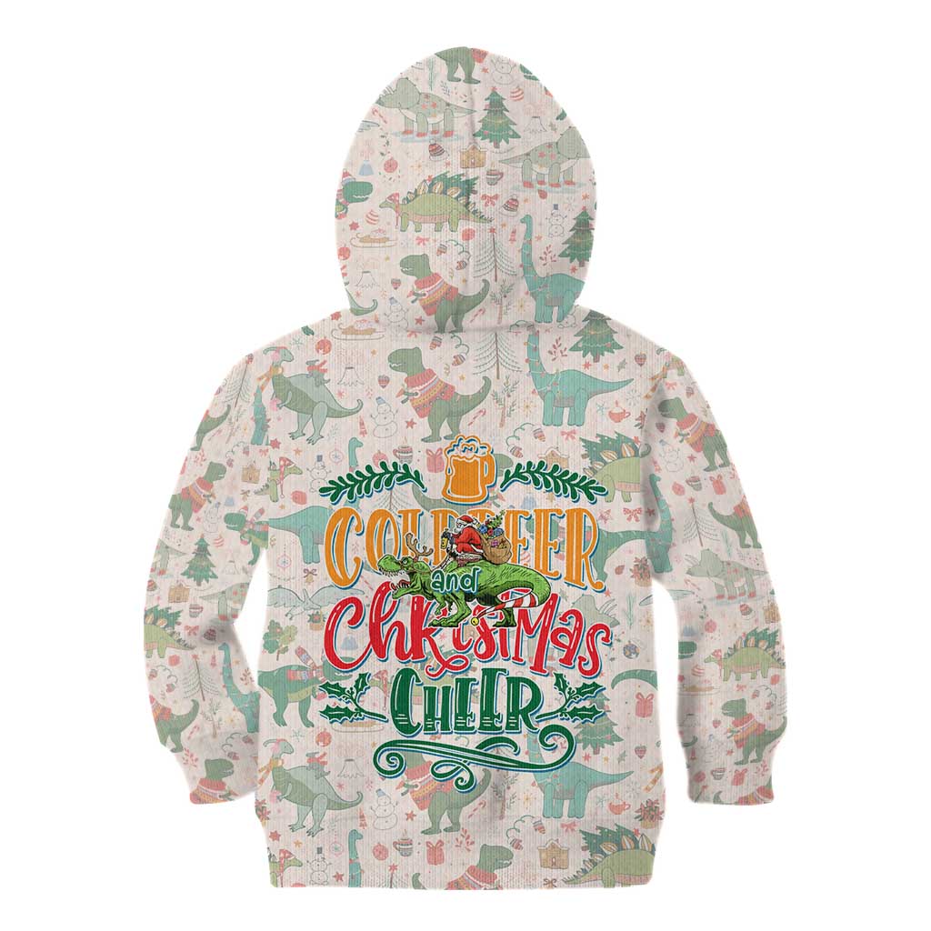 Cheer Santa Claus T-Rex Kid Hoodie Merry Beermas Christmas - Wonder Print Shop