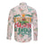 Cheer Santa Claus T-Rex Long Sleeve Button Shirt Merry Beermas Christmas - Wonder Print Shop