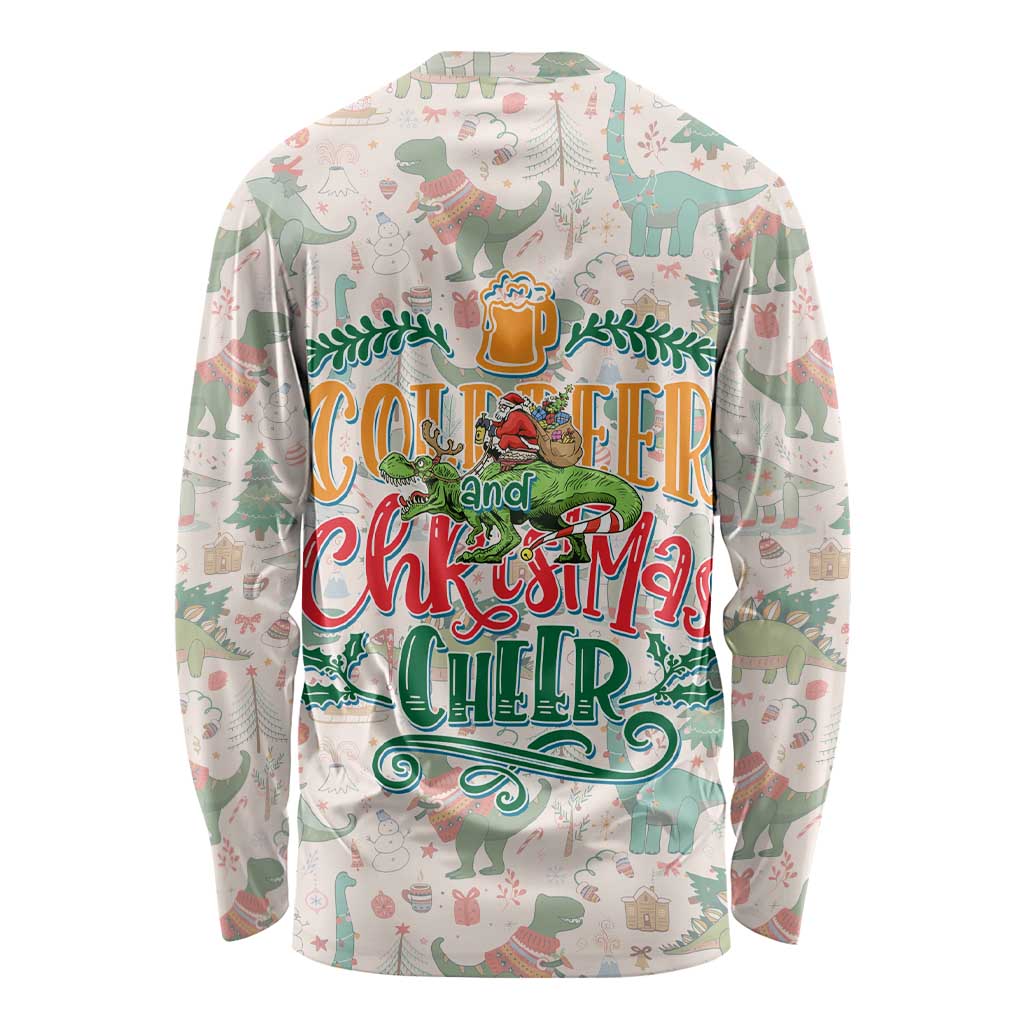 Cheer Santa Claus T-Rex Long Sleeve Shirt Merry Beermas Christmas - Wonder Print Shop
