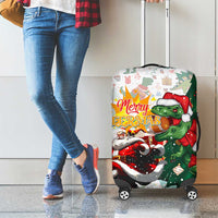 Cheer Santa Claus T-Rex Luggage Cover Merry Beermas Christmas - Wonder Print Shop