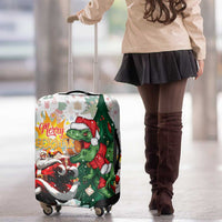 Cheer Santa Claus T-Rex Luggage Cover Merry Beermas Christmas - Wonder Print Shop