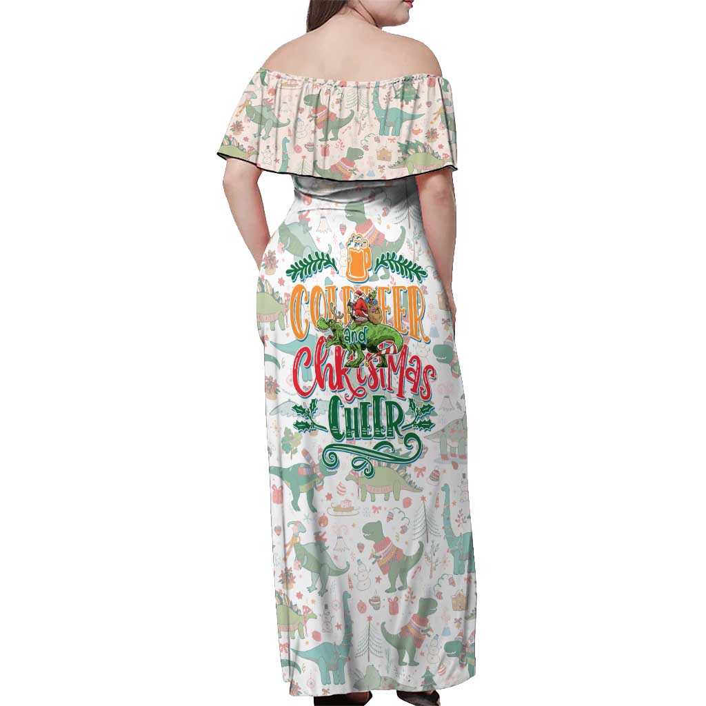 Cheer Santa Claus T-Rex Off Shoulder Maxi Dress Merry Beermas Christmas - Wonder Print Shop