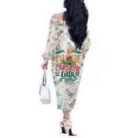 Cheer Santa Claus T-Rex Off The Shoulder Long Sleeve Dress Merry Beermas Christmas - Wonder Print Shop