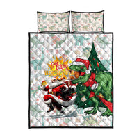 Cheer Santa Claus T-Rex Quilt Bed Set Merry Beermas Christmas - Wonder Print Shop