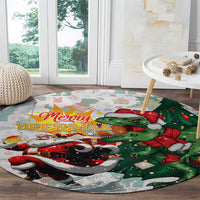Cheer Santa Claus T-Rex Round Carpet Merry Beermas Christmas
