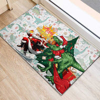 Cheer Santa Claus T-Rex Rubber Doormat Merry Beermas Christmas - Wonder Print Shop