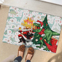 Cheer Santa Claus T-Rex Rubber Doormat Merry Beermas Christmas - Wonder Print Shop