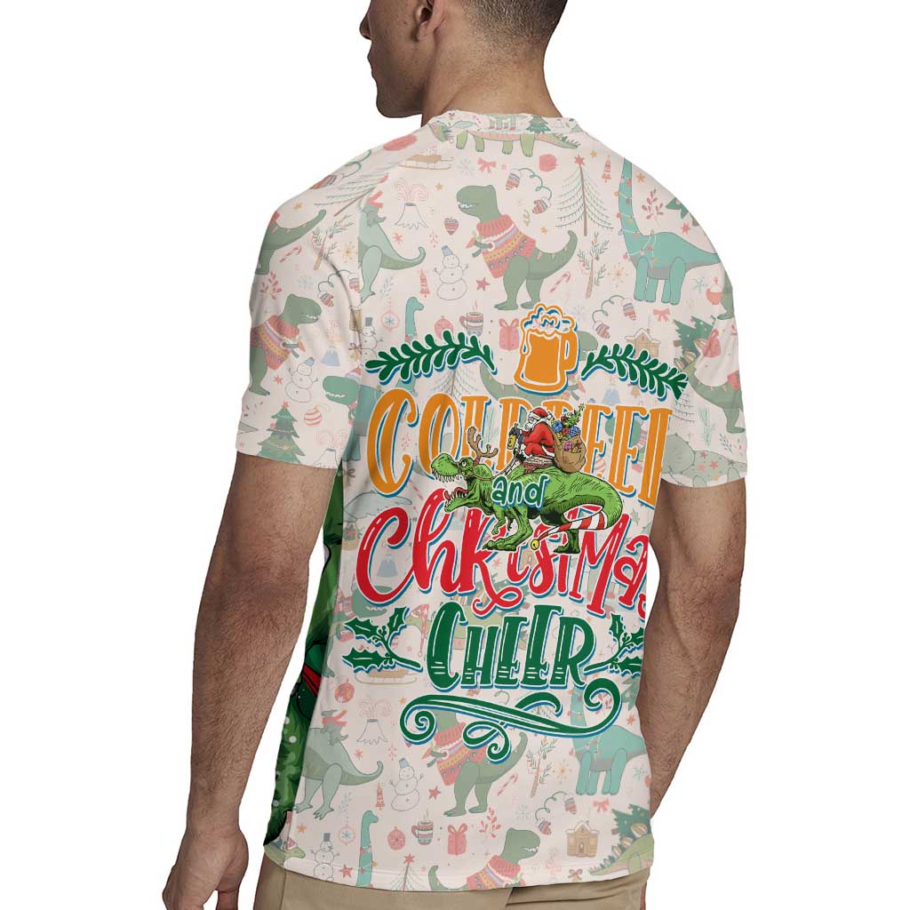 Cheer Santa Claus T-Rex Rugby Jersey Merry Beermas Christmas - Wonder Print Shop