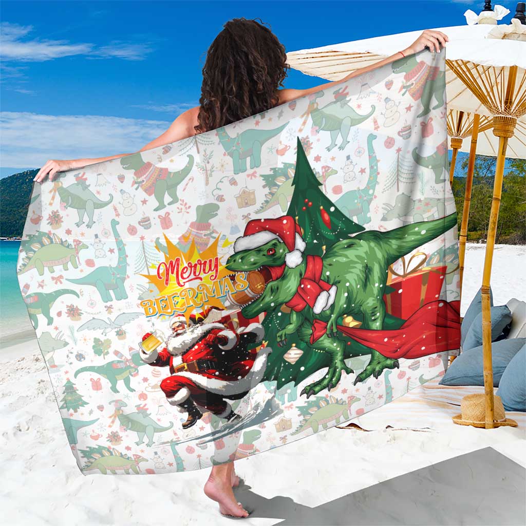 Cheer Santa Claus T-Rex Sarong Merry Beermas Christmas - Wonder Print Shop