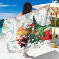 Cheer Santa Claus T-Rex Sarong Merry Beermas Christmas - Wonder Print Shop