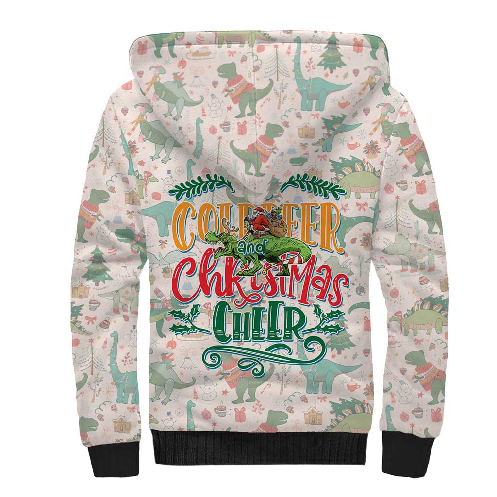 Cheer Santa Claus T-Rex Sherpa Hoodie Merry Beermas Christmas - Wonder Print Shop