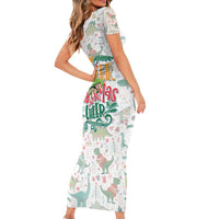 Cheer Santa Claus T-Rex Short Sleeve Bodycon Dress Merry Beermas Christmas - Wonder Print Shop