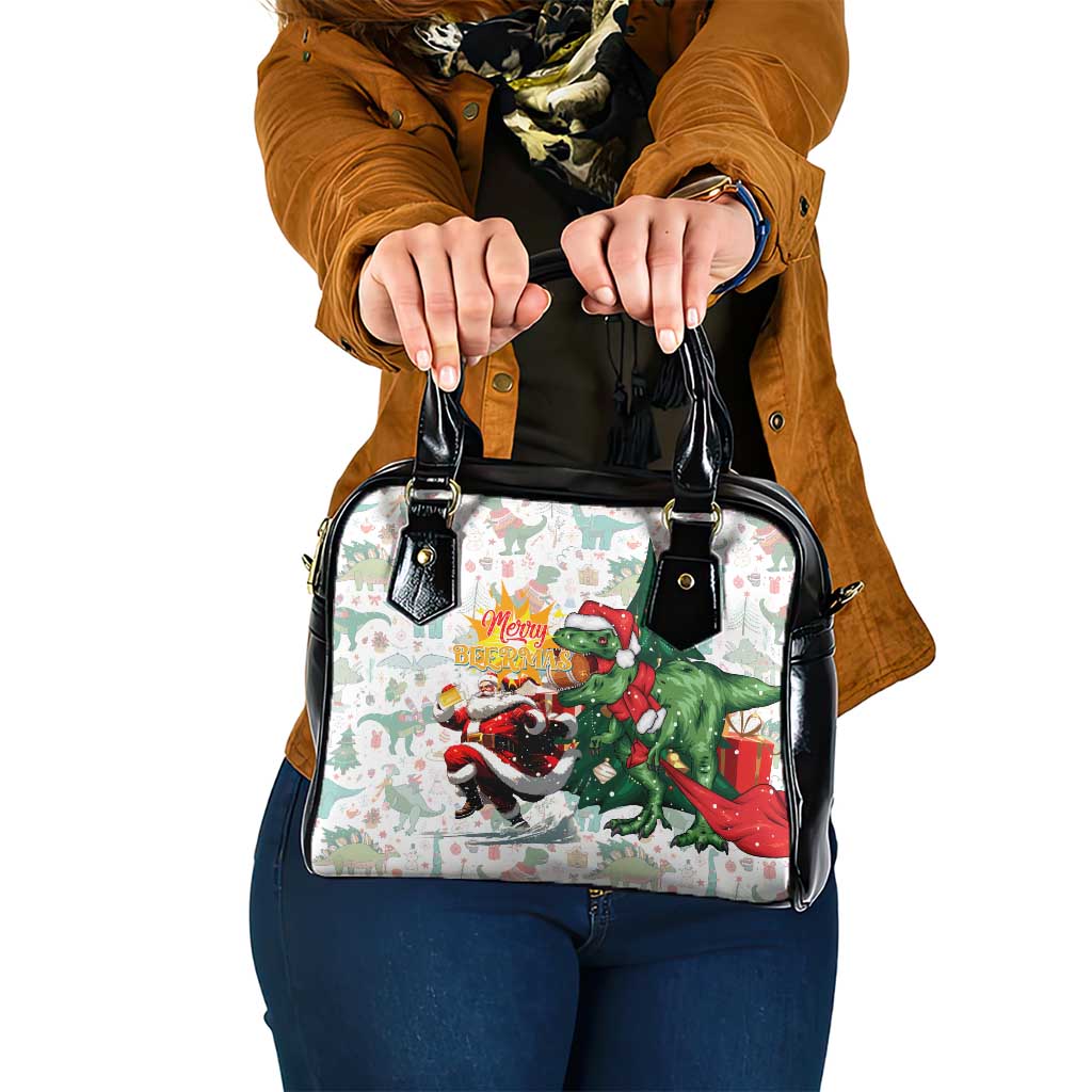 Cheer Santa Claus T-Rex Shoulder Handbag Merry Beermas Christmas