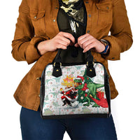 Cheer Santa Claus T-Rex Shoulder Handbag Merry Beermas Christmas