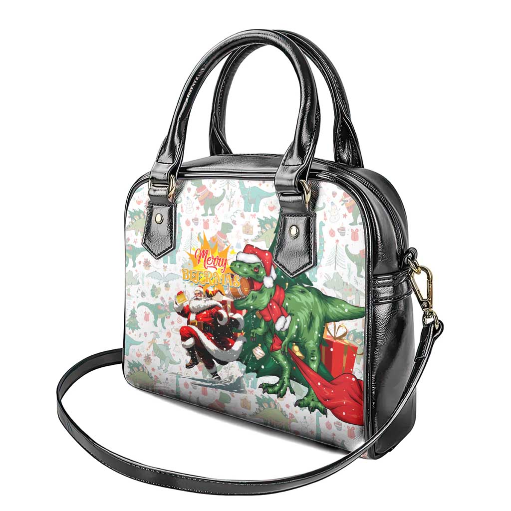 Cheer Santa Claus T-Rex Shoulder Handbag Merry Beermas Christmas