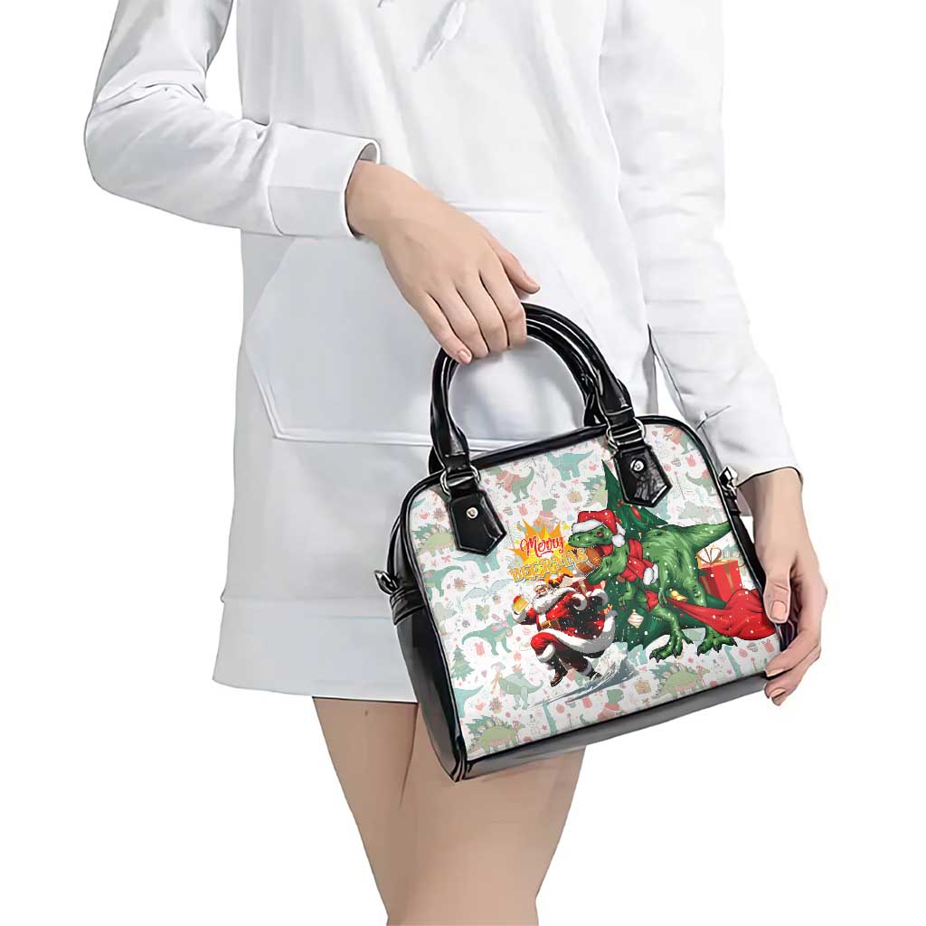 Cheer Santa Claus T-Rex Shoulder Handbag Merry Beermas Christmas