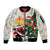 Cheer Santa Claus T-Rex Sleeve Zip Bomber Jacket Merry Beermas Christmas - Wonder Print Shop