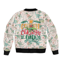 Cheer Santa Claus T-Rex Sleeve Zip Bomber Jacket Merry Beermas Christmas - Wonder Print Shop