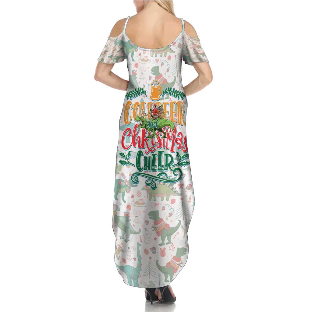 Cheer Santa Claus T-Rex Summer Maxi Dress Merry Beermas Christmas - Wonder Print Shop
