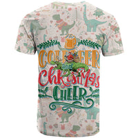 Cheer Santa Claus T-Rex T Shirt Merry Beermas Christmas - Wonder Print Shop