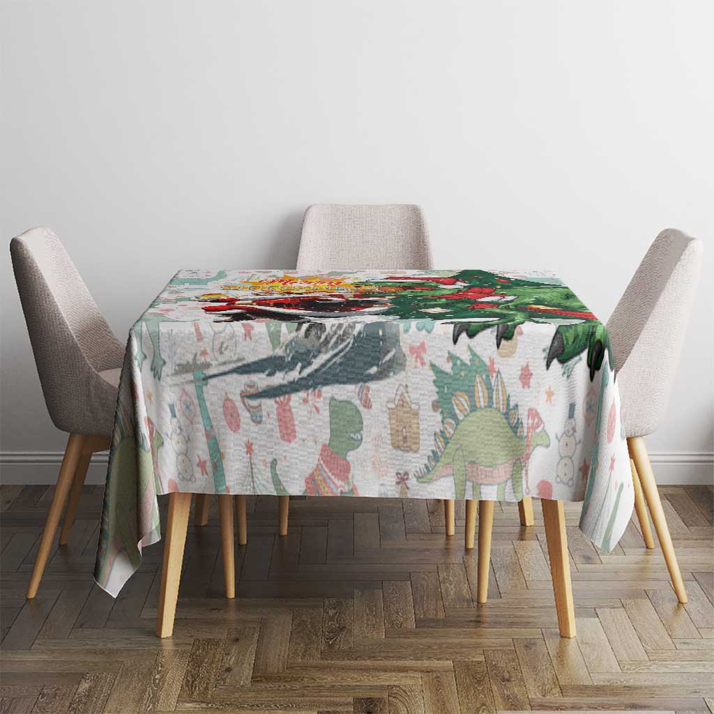 Cheer Santa Claus T-Rex Tablecloth Merry Beermas Christmas - Wonder Print Shop