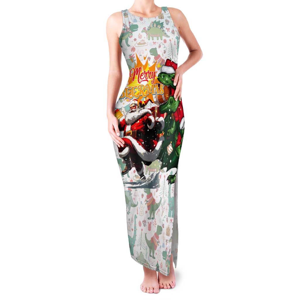 Cheer Santa Claus T-Rex Tank Maxi Dress Merry Beermas Christmas - Wonder Print Shop