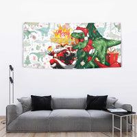 Cheer Santa Claus T-Rex Tapestry Merry Beermas Christmas - Wonder Print Shop