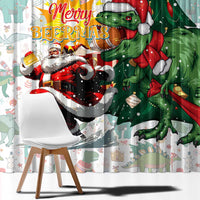 Cheer Santa Claus T-Rex Window Curtain Merry Beermas Christmas - Wonder Print Shop