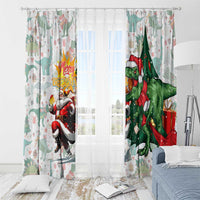 Cheer Santa Claus T-Rex Window Curtain Merry Beermas Christmas - Wonder Print Shop
