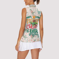 Cheer Santa Claus T-Rex Women Sleeveless Polo Shirt Merry Beermas Christmas - Wonder Print Shop