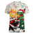 Cheer Santa Claus T-Rex Women V-Neck T-Shirt Merry Beermas Christmas - Wonder Print Shop