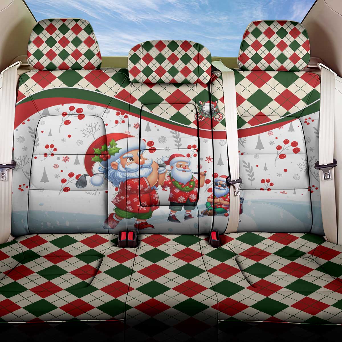 Santa Golf Club Back Car Seat Cover Christmas Winter Style - Wonder Print Shop