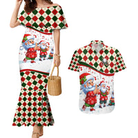 Santa Golf Club Couples Matching Mermaid Dress and Hawaiian Shirt Christmas Winter Style - Wonder Print Shop