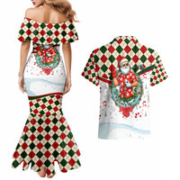 Santa Golf Club Couples Matching Mermaid Dress and Hawaiian Shirt Christmas Winter Style - Wonder Print Shop