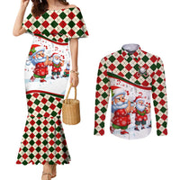 Santa Golf Club Couples Matching Mermaid Dress and Long Sleeve Button Shirt Christmas Winter Style