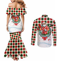 Santa Golf Club Couples Matching Mermaid Dress and Long Sleeve Button Shirt Christmas Winter Style