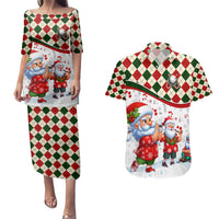 Santa Golf Club Couples Matching Puletasi and Hawaiian Shirt Christmas Winter Style - Wonder Print Shop
