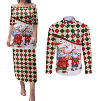 Santa Golf Club Couples Matching Puletasi and Long Sleeve Button Shirt Christmas Winter Style - Wonder Print Shop