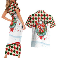 Santa Golf Club Couples Matching Short Sleeve Bodycon Dress and Hawaiian Shirt Christmas Winter Style - Wonder Print Shop