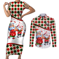 Santa Golf Club Couples Matching Short Sleeve Bodycon Dress and Long Sleeve Button Shirt Christmas Winter Style - Wonder Print Shop