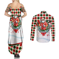 Santa Golf Club Couples Matching Summer Maxi Dress and Long Sleeve Button Shirt Christmas Winter Style - Wonder Print Shop